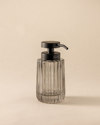 B&Q -  Soap Dispenser300MlResistant GlassLarge ButtonEasy RefillGreyLido Collection