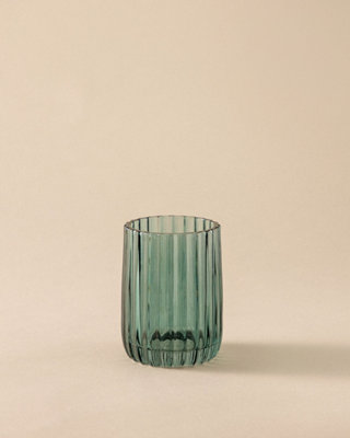 B&Q -  Toothbrush HolderTumblerResistant Glass8Cm DiameterFree-StandingBluish GreenLido Collection - Image 3