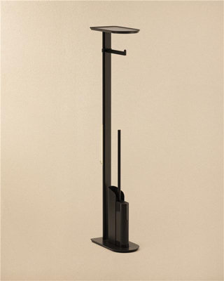 Cosmic Silicone Toilet Brush With Toilet Roll HolderSlim DesignBlackFlat Collection from B&Q