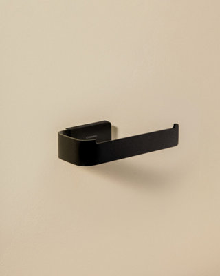 Cosmic Toilet Roll HolderSelf-Adhesive Or Screw-InStainless SteelHidden FixingsAnti-CorrosionMatt BlackNea Collection from B&Q