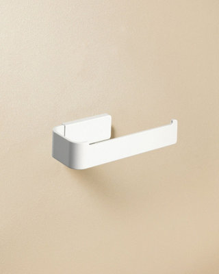 Cosmic Toilet Roll HolderSelf-Adhesive Or Screw-InStainless SteelHidden FixingsAnti-CorrosionMatt WhiteNea Collection from B&Q