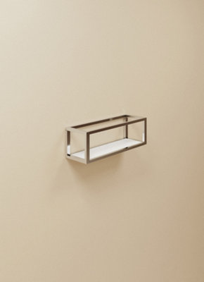 Cosmic Shelf With Towel RailSilver GlossWall-Mounted35 Cm. Collection The Grid from B&Q