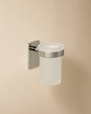 Cosmic  Wall-Mounted Toothbrush HolderSelf-AdhesiveChromeGlass And MetalStick Collection from B&Q