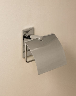 Cosmic  Toilet Roll Holder With CoverSelf-AdhesiveChromeStick Collection from B&Q