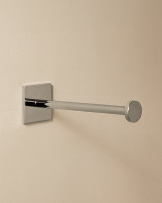 Cosmic Single Arm Toilet Roll HolderSelf-AdhesiveChromeStick Collection from B&Q