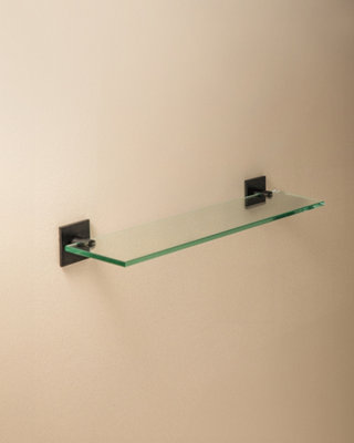 Cosmic  Glass Bathroom ShelfBathroom Organizer40CmSelf-AdhesiveBlackStick Collection