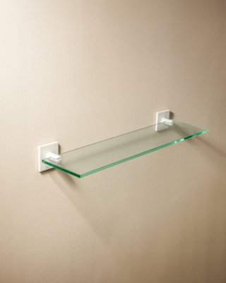 Cosmic  Glass Bathroom ShelfBathroom Organizer40CmSelf-AdhesiveWhiteStick Collection
