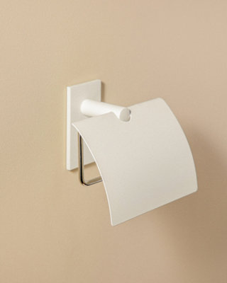 B&Q -   Toilet Roll Holder With CoverSelf-AdhesiveWhiteStick Collection