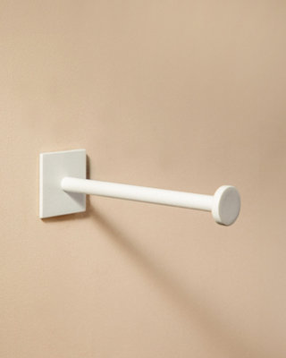 Cosmic Single Arm Toilet Roll HolderSelf-AdhesiveWhiteStick Collection from B&Q