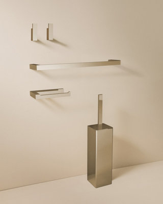 Cosmic Bathroom Accessory SetSilver Gloss5 Pieces2X HooksToilet Brush And HolderToilet Paper HolderTowel Rail