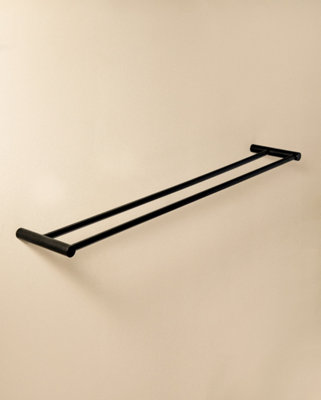 Cosmic Double Towel Rack Matt Black Logic (60Cm) from B&Q
