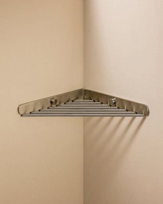 Cosmic Corner  Shower CaddyShower BasketMatt Stainless SteelLogic Collection