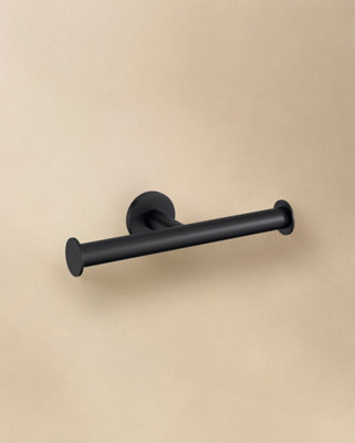 Cosmic Double Paper Holder Without Cover Matt Black Architect Sp from B&Q