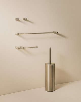 Cosmic Bathroom Accessory SetSilver Matt5 Pieces2X HooksToilet Brush And HolderToilet Paper HolderTowel Rail