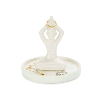 Balvi White Ceramic Yoga Pose Statuette Ring Trinket Tray Bowl from B&Q