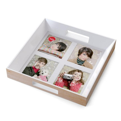 Balvi Wooden Customisable 4 Photo Picture Serving Food Drinks Tray from B&Q