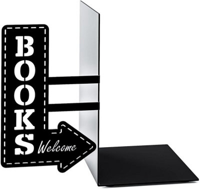 CKB Ltd Books Old Hollywood 50's Style Bookshop Sign Black Metal Bookend from B&Q