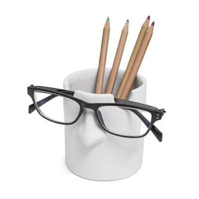 Balvi White Mr Tidy Pen Pencil Pot Reading Eye Glasses Holder Novelty from B&Q