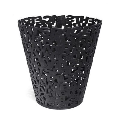Balvi Wastepaper Basket,Dust Bin, Office Paper Bin, Letters ,Plastic Black