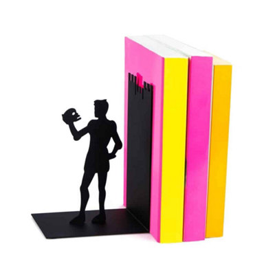 Balvi Bookend Black Metal Decorative Shakespeare Hamlet Theatre Upright Book Ends For Shelves from B&Q