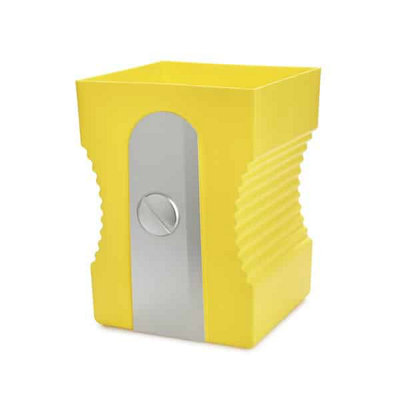 Balvi Waste Paper Basket, Recycling Dust Bin, Home Office Pencil Sharpener Plastic - Yellow - B&Q