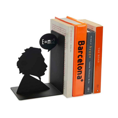 Balvi Bookend Decorative Einstein Quote Silhouette Upright Book Ends For Shelves Black Metal from B&Q