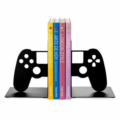 Balvi Gaming Controller Bookend Video Game Holder Joypad Upright Book Ends For Shelves Black from B&Q