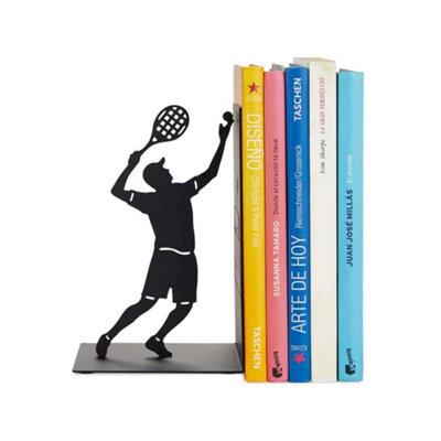 Balvi Bookend Decorative Tennis Player Black Upright Book Ends For Shelves from B&Q