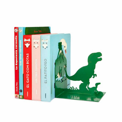 Balvi Bookend Decorative Jurassic T-Rex Dinosaur Metal Kids Childrens Book Ends For Shelves Green from B&Q