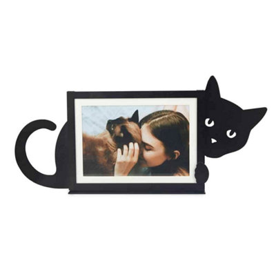Balvi Black Photo Frame Novelty Metal Cat Single Picture Display from B&Q