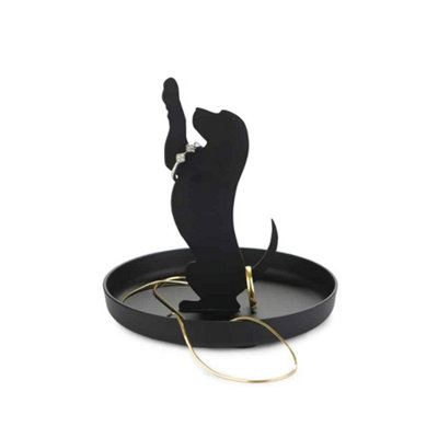 Balvi Black Puppy Dog Labrador Sitting Pose Ring Trinket Tray Bowl from B&Q
