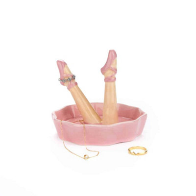 Balvi Ceramic Ballerina Dancing Happy Legs Pose Ring Trinket Tray Bowl from B&Q