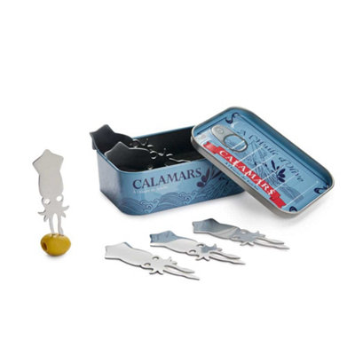 Balvi 6Pc Calamari Calamars Squid Shaped Snack Fork And Collectable Tin from B&Q