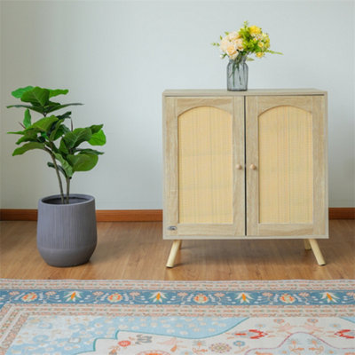 Abrihome Rattan Sideboard Cabinet Chest Of Drawers With 2 DoorsAdjustable Shelf80X35X85Cm from B&Q