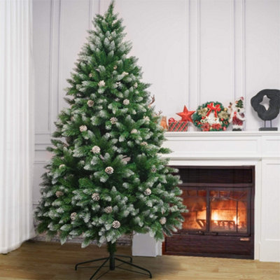 Abrihome 5Ft Artificial Christmas Tree,snowflake Spray White Belt Pine Cone Tree from B&Q