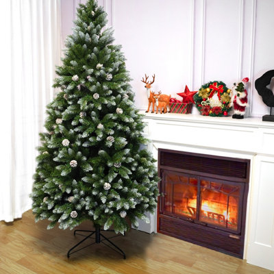 Abrihome 6Ft Artificial Christmas Tree,snowflake Spray White Belt Pine Cone Tree from B&Q