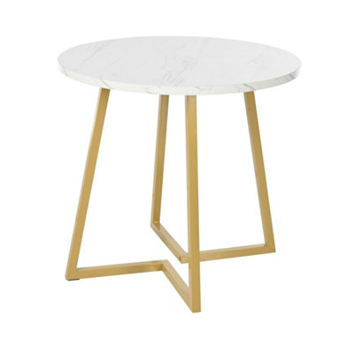Abrihome Modern Metal Frame Marble Pattern Round Coffee Table (80X80X75Cm) With Gold StandSuitable For Small Dining Table from B&Q