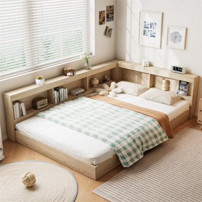Abrihome Storage Bed4Ft6 Double Bed 135X190CmPlenty Of Storage SpaceFor Adults & TeenagersMultifunctional BedWhite Oak Color from B&Q