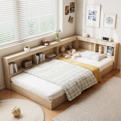 Abrihome 3Ft (90X190Cm) Multifunctional White Oak Bed For Adults & Teens Sturdy Mdf/plywood Design With Ample Storage from B&Q