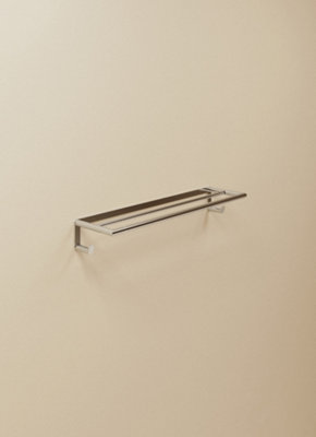 Cosmic Double Towel Rail 50CmChromeHidden FixingsAnti-Corrosion5Kg ResistanceMicra Collection from B&Q