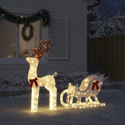 Berkfield Christmas Decoration Reindeer And Sleigh 100 Leds Cold White