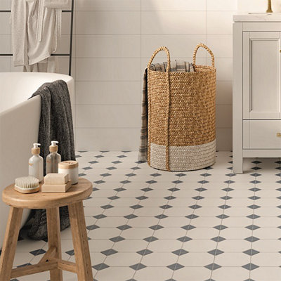 Ceramica Canterbury Blue 330mm X 330mm Porcelain Wall & Floor (Pack Of 9 W/ Coverage Of 1M2)