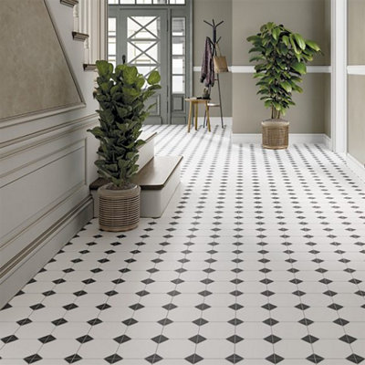 Ceramica Canterbury Black 330mm X 330mm Porcelain Wall & Floor (Pack Of 9 W/ Coverage Of 1M2)