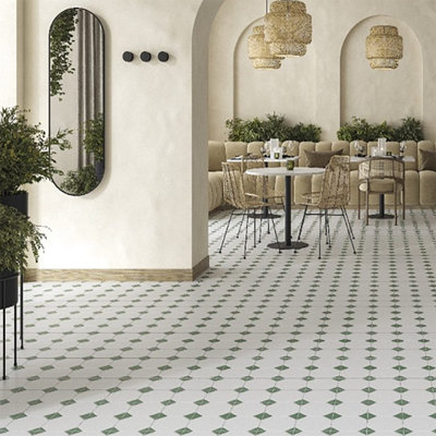 Ceramica Canterbury Green 330mm X 330mm Porcelain Wall & Floor Tile (Pack Of 9 W/ Coverage Of 1M2)