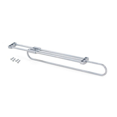 Emuca Silver Self Pull-Out Wardrobe Rail, 400, Painted, Steel And Plastic
