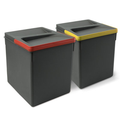 Emuca Kit Of Recycling Bins For Kitchen Drawer Recycle Height 266mm2X15LitresAnthracite Grey Plastic from B&Q