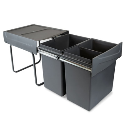 Emuca Recycling Bin For Lower Mounting And Manual Pull-Out In Kitchen Unit Recycle 2X20LitresAnthracite Grey Plastic from B&Q