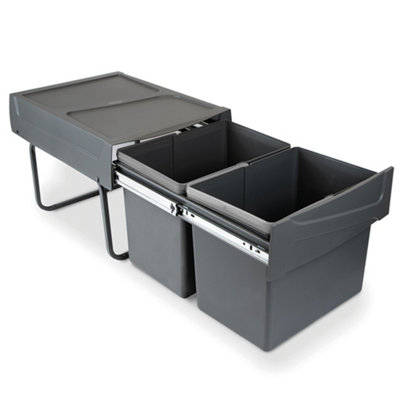 Emuca Recycling Bin For Lower Mounting And Manual Pull-Out In Kitchen Unit Recycle 2X15LitresAnthracite Grey Plastic from B&Q