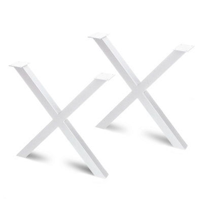 Emuca Pair Of Cross Table Legs PairWidth 695mmSteelWhite Painted from B&Q