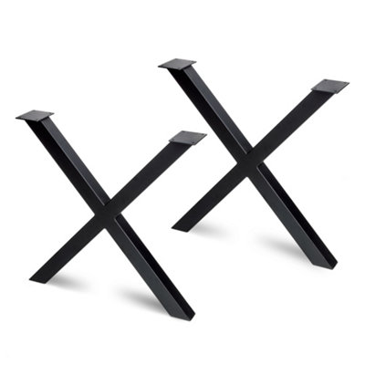 Emuca Pair Of Cross Table Legs PairWidth 695mmSteelBlack Painted from B&Q